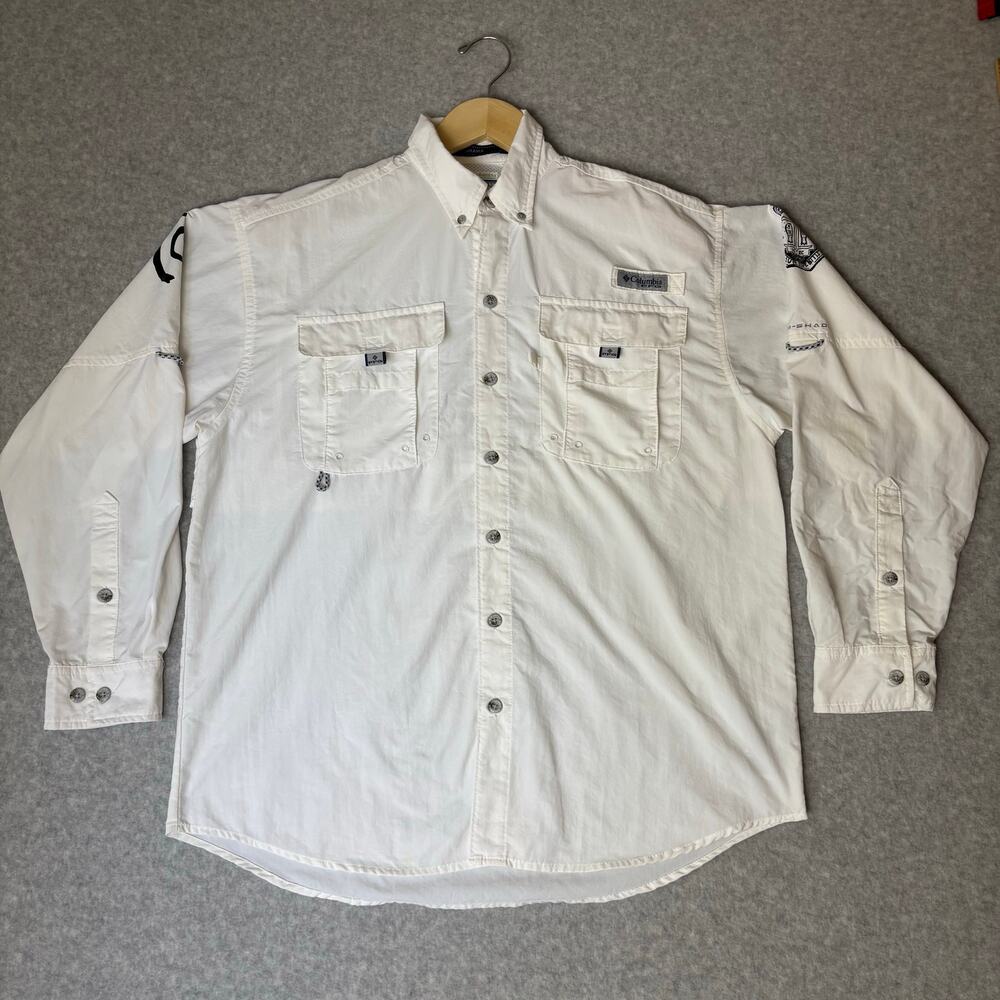 Columbia Men's Small Tamiami II Long Sleeve Shirt – White – Custom "Israel 22"